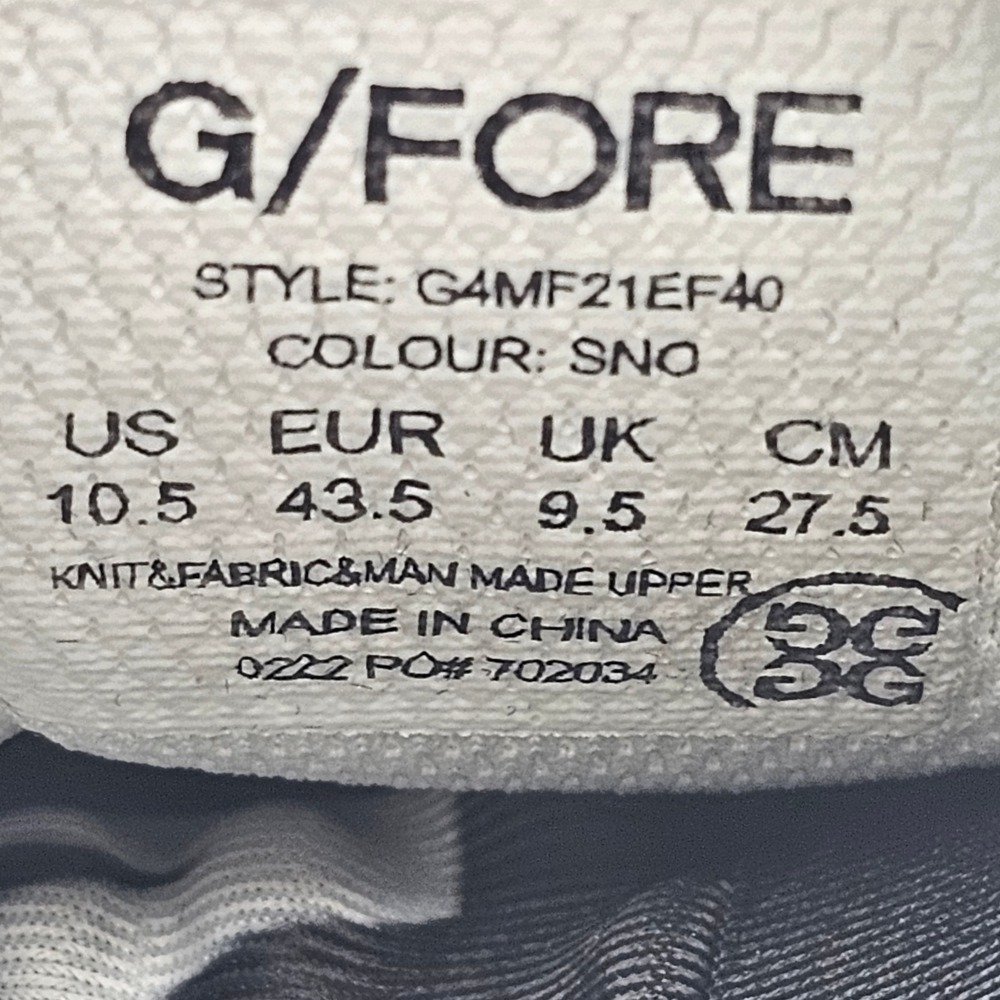 G/FORE MG4+ Golf Shoes Mens 10.5 Snow White Knit Sneakers G4MF21EF40 - Picture 2 of 13